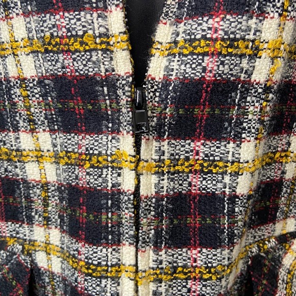 Yellow Red Y2K Plaid Shacket Jacket Blazer Size 16 XL Dark Academia Window Pane - Picture 3 of 10